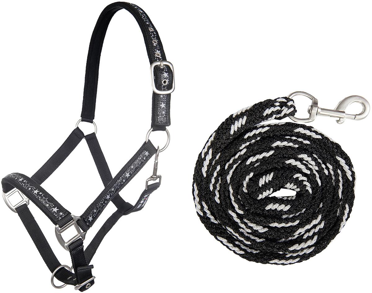 HKM Stars Halfter, schwarz/silber, Shetty