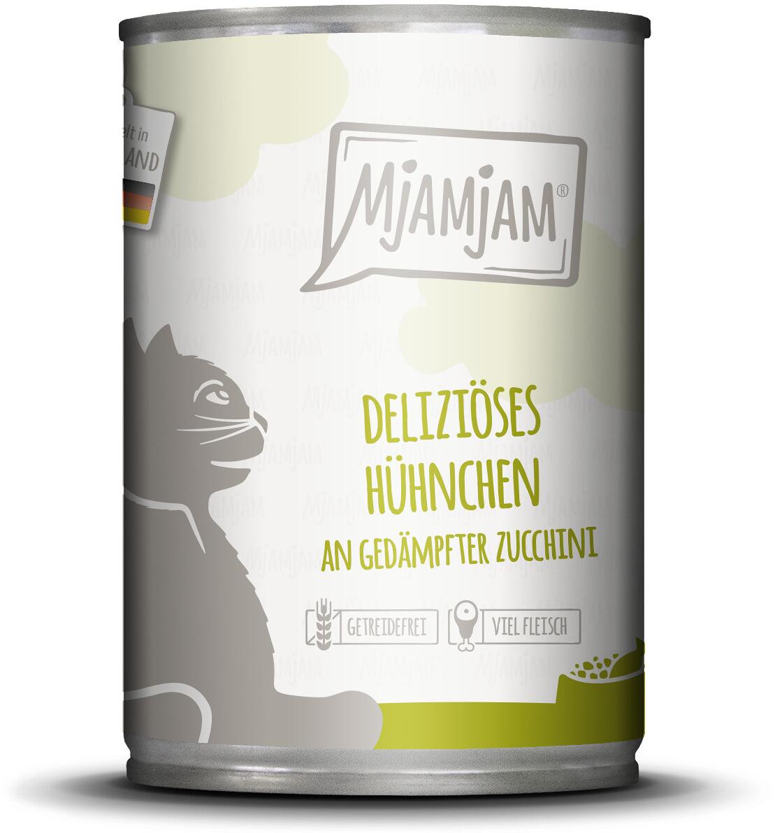 Mjamjam Katzenfutter mit Huhn & Zucchini, 6x400g