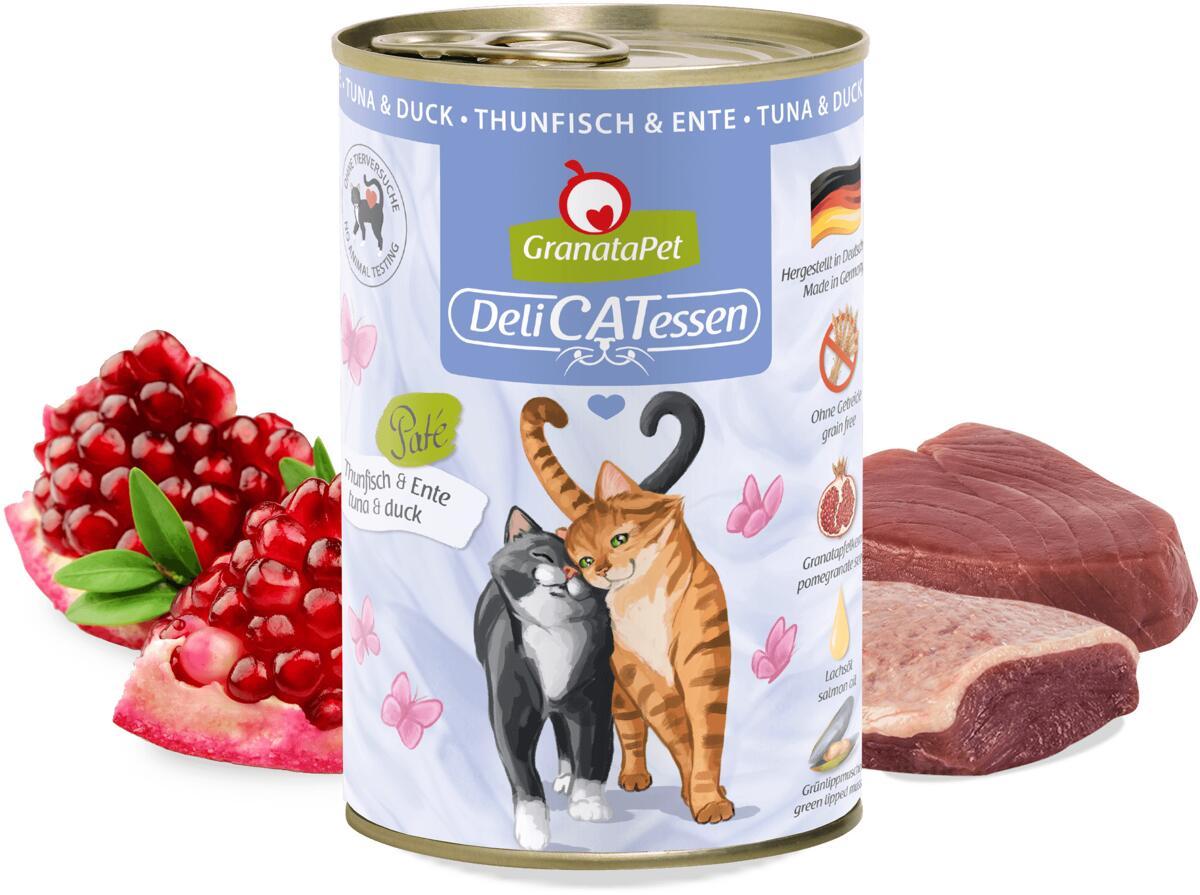 GranataPet DeliCATessen Nassfutter mit Thunfisch & Ente, 6x400g