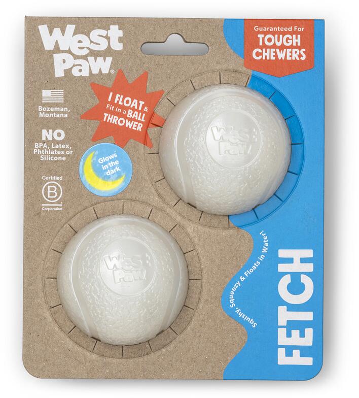 WestPaw Boundr Hundespielzeug, glow, S, Ø6cm, 2 Stück