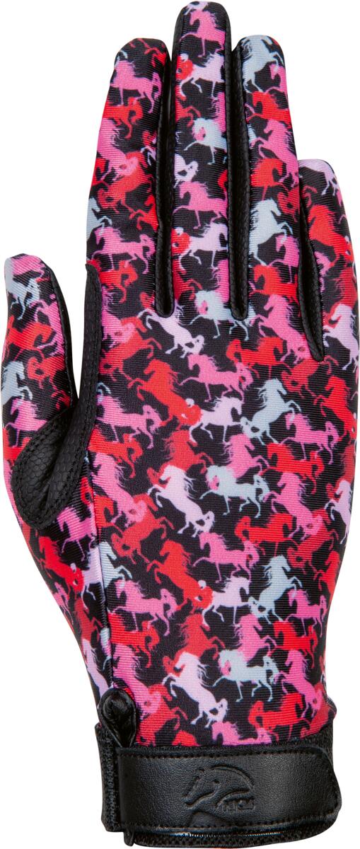HKM Emily Kinder Reithandschuhe, schwarz/pink, 6