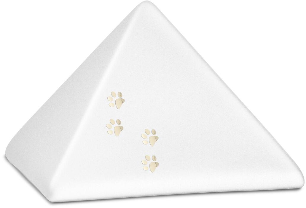 Völsing Pyramide Tierurne, 4 glänzende Pfötchenmotive, 0,5L, velvet weiß, gold