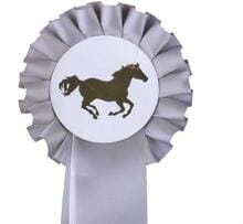 HKM single rosette show bow, silver/white