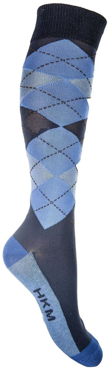 HKM Check Classico Reitsocken, dunkelblau/mittelblau, 39-42