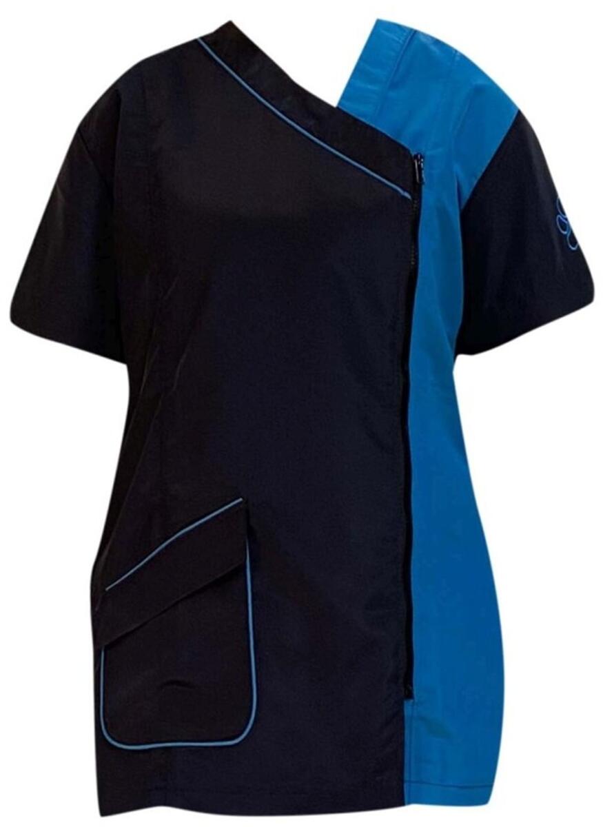 OKDV Salonshirt, kurzarm, blau/türkis, 3XL