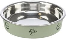 Ciotola Trixie, piatta, zampe, acciaio inox/plastica/gomma, 0,25L/ø13cm, colori assortiti
