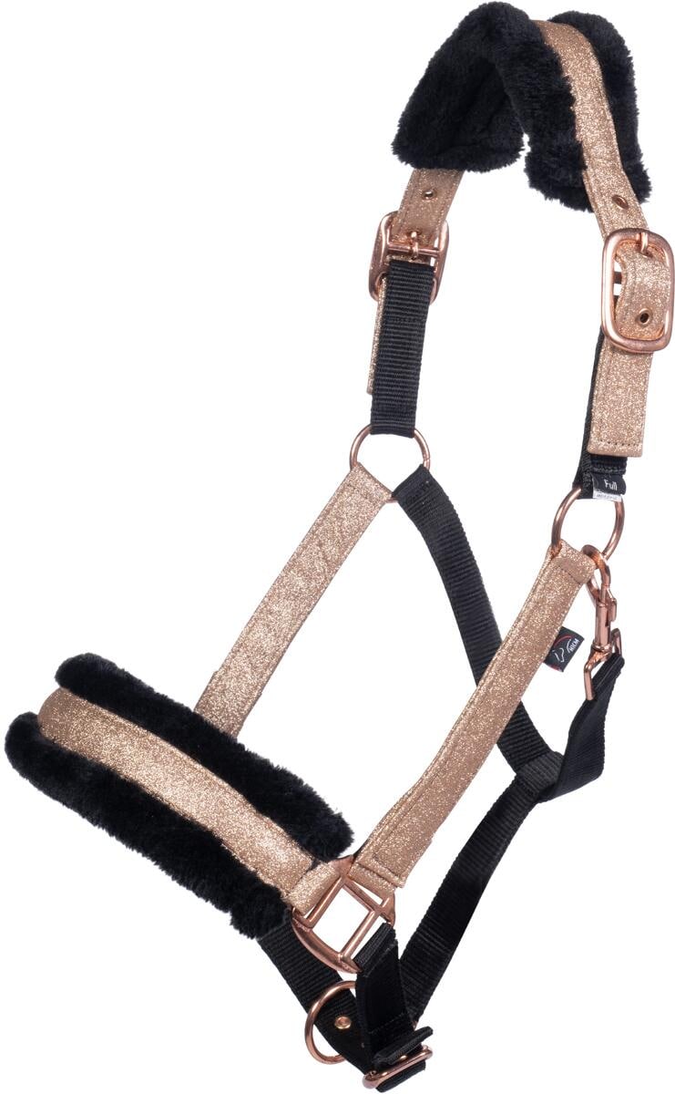 HKM Rosegold Glitter Style Halfter, rosegold, Warmblut