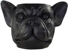 Fioriera Happy House con testa di bulldog, nera
