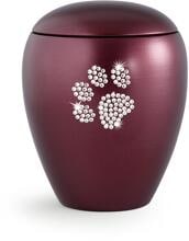 Urna per animali in ceramica Völsing, zampa in cristalli, color madreperla e rosso vino, 2,8 L