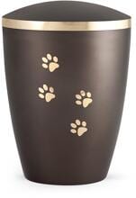 Urna per animali Völsing Elegance Edition, motivo zampe dorato lucido, madreperla color cioccolato, 0,5 L