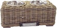 Happy House Rattan Futternapf, rechteckig, 2x1100ml