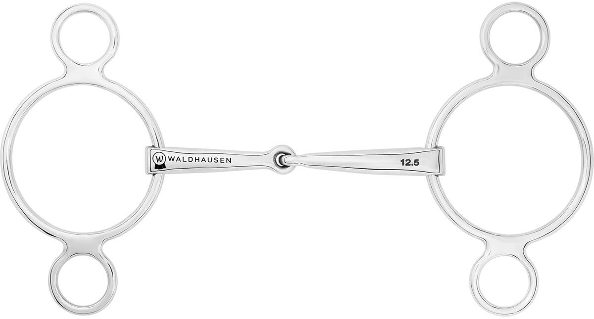 Waldhausen 3-Ring Gebiss, einfach gebrochen, Edelstahl, Ring 7cm, 14mm/12,5cm