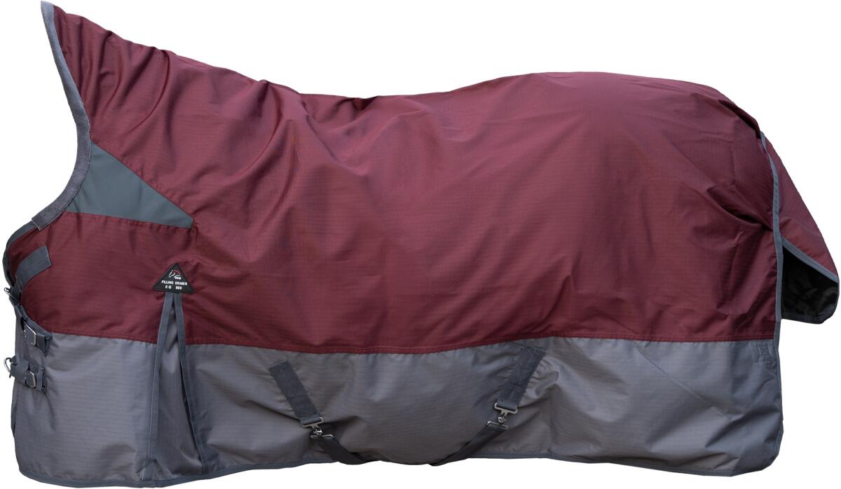 HKM Yukon Highneckdecke, 600D, 300g, dunkelrot/grau, 165cm