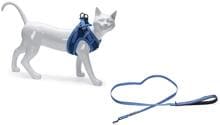 beeztees Parinca Katzengeschirr mit Leine, blau, M/L