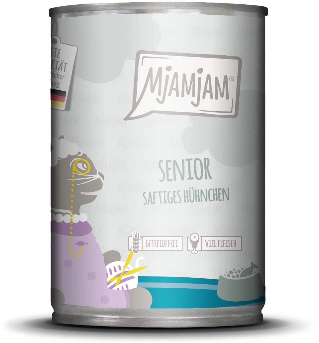 Mjamjam Senior Katzenfutter mit Huhn, 6x400g