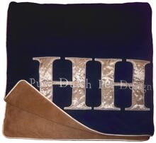 Happy House Fleece-Decke, dunkelblau/beige, 130x170cm