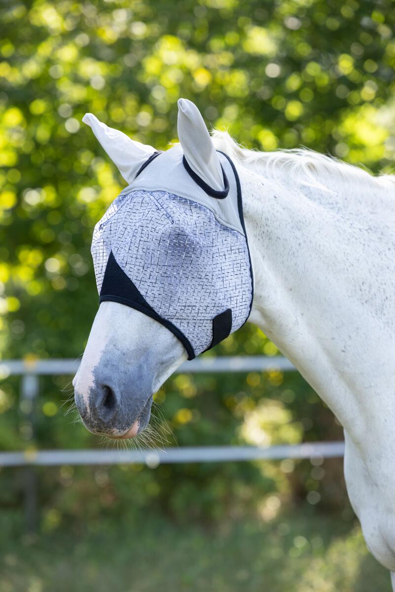 Covalliero Fliegenmaske mit Ohren und UV-Schutz, hellgrau, Foal