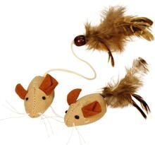 KERBL Pet Nature Mäuse mit Federn, 4,5cm, 2 Stück