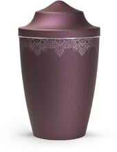 Urna per animali Völsing Mandala Edition, motivo mandala su tutto il perimetro, fascia in argento spazzolato, colore "velvet berry", 1,5 L