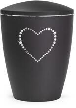 Urna per animali Völsing Elegance Edition, cuore di cristallo, velluto nero, 2,8 L