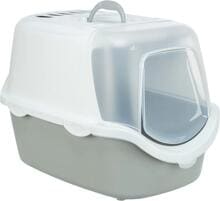 Trixie Vico Open Top Katzentoilette mit Haube, 40x40x56cm, hellgrau/weiß