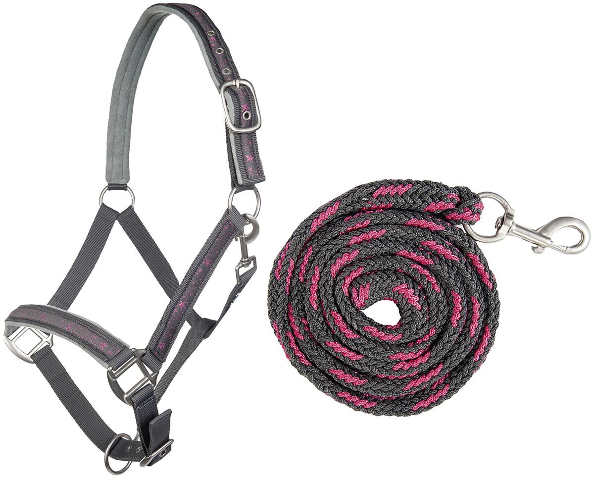 HKM Stars Halfter, grau/rosa, Pony