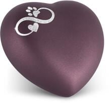 Urna per animali Völsing Herz Edition, Sparkling Star Infinity Cuore/Zampa argento, velvet berry, 1,5 L