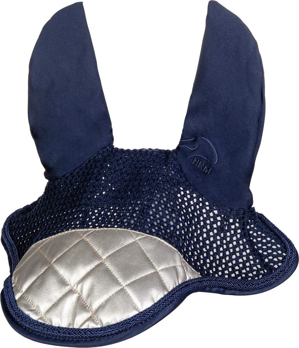HKM Golden Queen Style Fliegenhaube, dunkelblau/gold, Vollblut