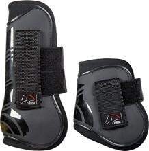 HKM Genua set di stivali/scarponi da salto, 4 pezzi, nero/nero, pony