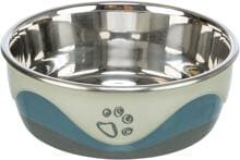 Ciotola Trixie, acciaio inox/silicone, 1,4L/ø21cm, bianco/grigio