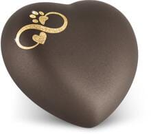 Urna per animali Völsing Herz Edition, Sparkling Star Infinity Cuore/Zampa oro, velluto siena, 0,5 L