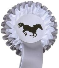 HKM double rosette show bow, silver/white