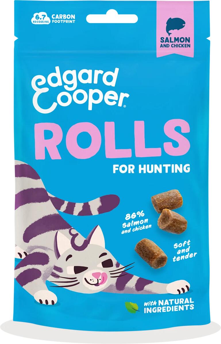 Edgard Cooper Rolls Katzensnacks mit Lachs, 45g
