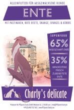 charlys delicate Superfood | mit Ente, Pastinaken & rote Beete | getreidefreies Hundefutter