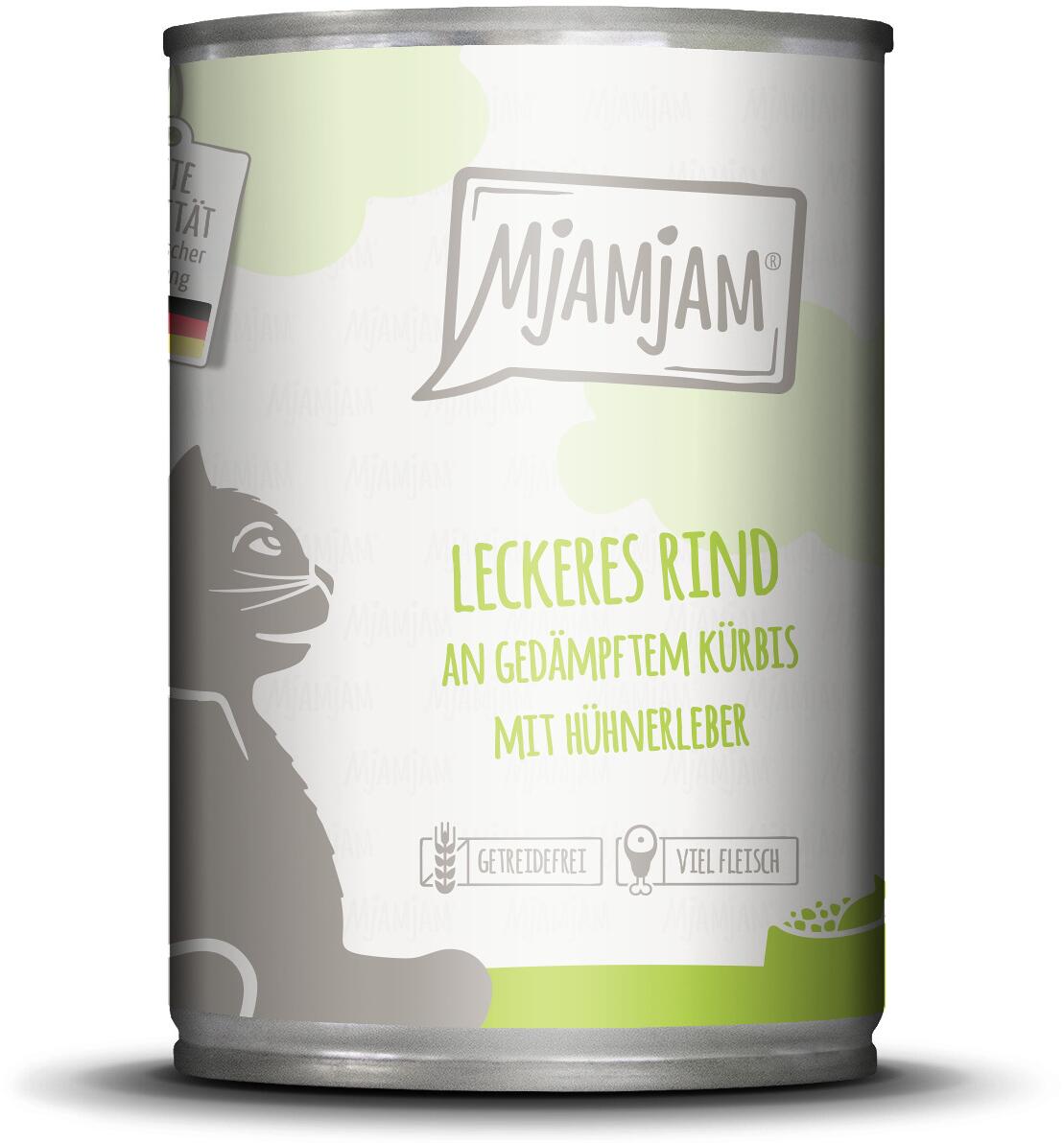 Mjamjam Katzenfutter mit Rind & Kürbis, 6x400g