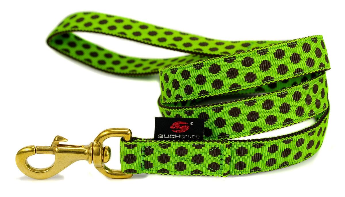 SUCHtrupp Dots Führleine, gold, City, grün-braun, M-L