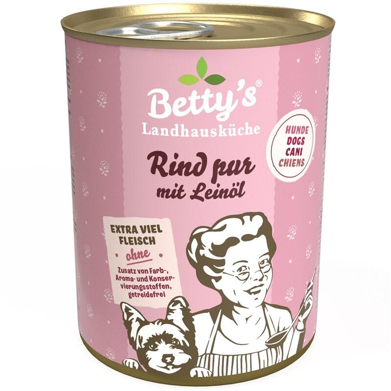 Bettys Landhausküche Nassfutter mit Rind pur & Leinöl, 6x400g
