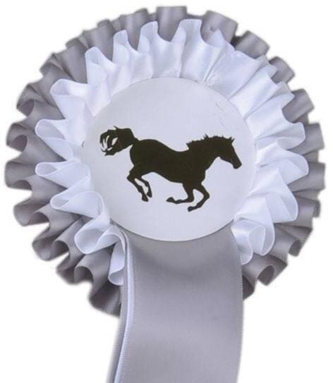 HKM Zweifachrosette Turnierschleife, silber/weiß