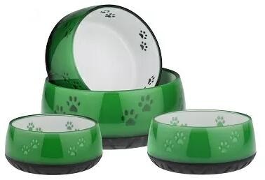 EHASO Futternapf mit Pfötchenmotiv, grün, 500ml