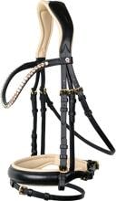 Briglia snaffle Waldhausen X-Line Ivory, combinata svedese, nera, PON