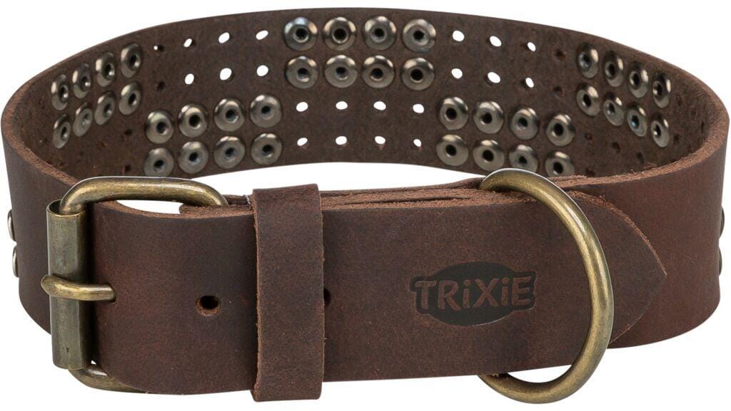 Trixie Rustic Nieten Fettleder-Halsband, dunkelbraun, L, 47-54cm/40mm