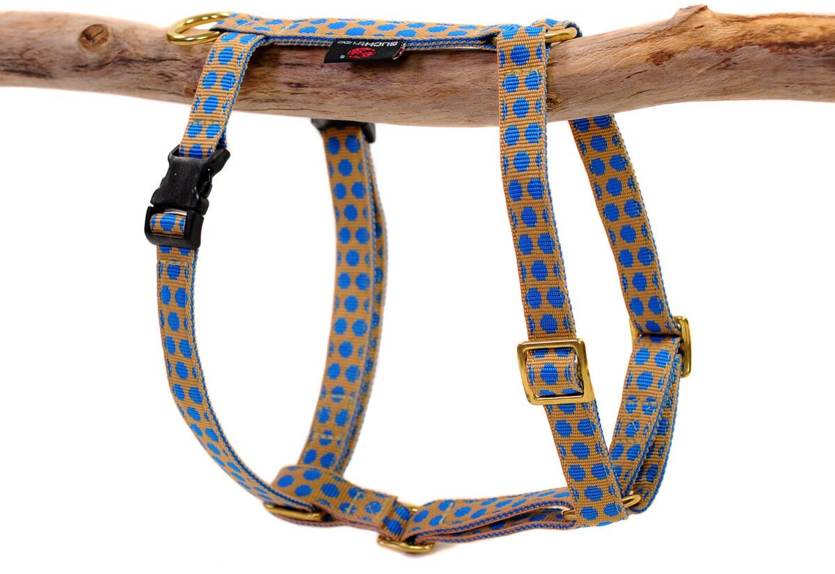 SUCHtrupp Dots Hundegeschirr, gold, beige-blau, M