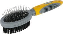 KERBL Pet double brush with protective caps and bristles, 20.5cm