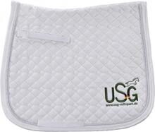 Cuscinetto da sella in cotone USG Sponsoring con ricamo, bianco, VS, warmblood