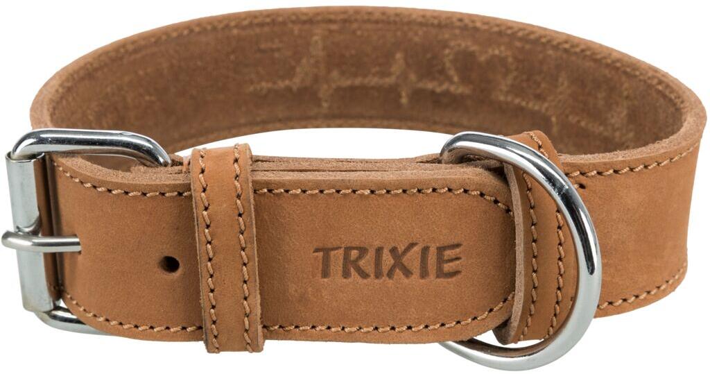 Trixie Rustic Heartbeat Fettleder-Halsband, L–XL, 55-65cm/40mm, braun