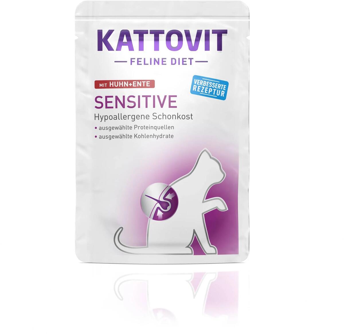 Kattovit Diet Sensitive Frischebeutel Nassfutter mit Huhn & Ente, 24x85g