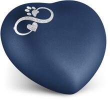 Urna per animali Völsing Herz Edition, Sparkling Star Infinity Cuore/Zampa argento, velluto blu navy, 0,5 L