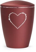 Urna per animali Völsing Elegance Edition, cuore di cristallo, velluto rubino, 2,8 L