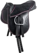HKM Funny Horses Shettysaddle, nero/rosa, 12 pollici