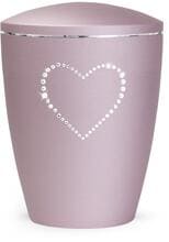 Urna per animali Völsing Elegance Edition, cuore di cristallo, velvet rosé, 1,5 L